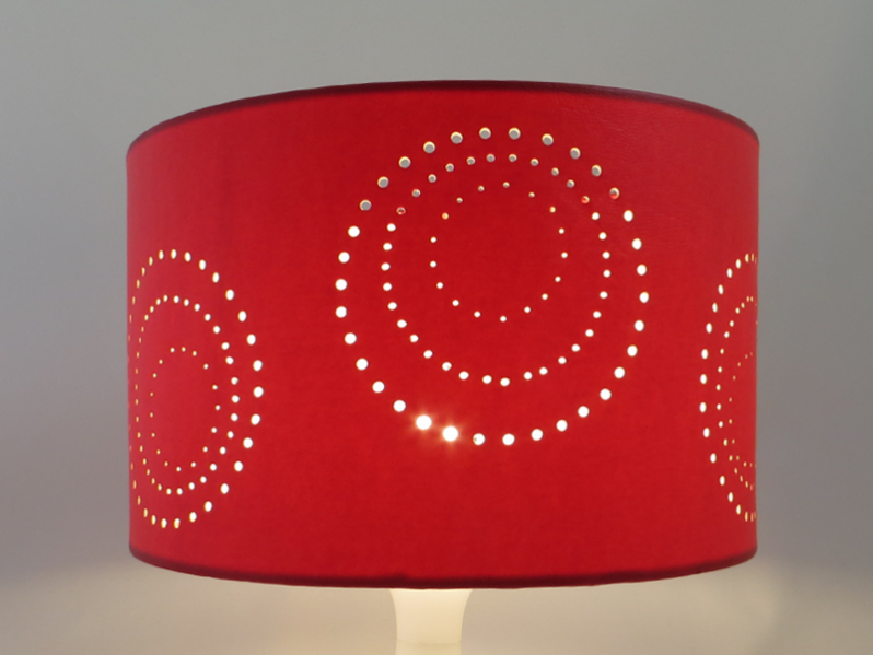 Handmade Lampenschirm "Kreise" Ø 30 cm, gestanzte Kreise, Kunstleder