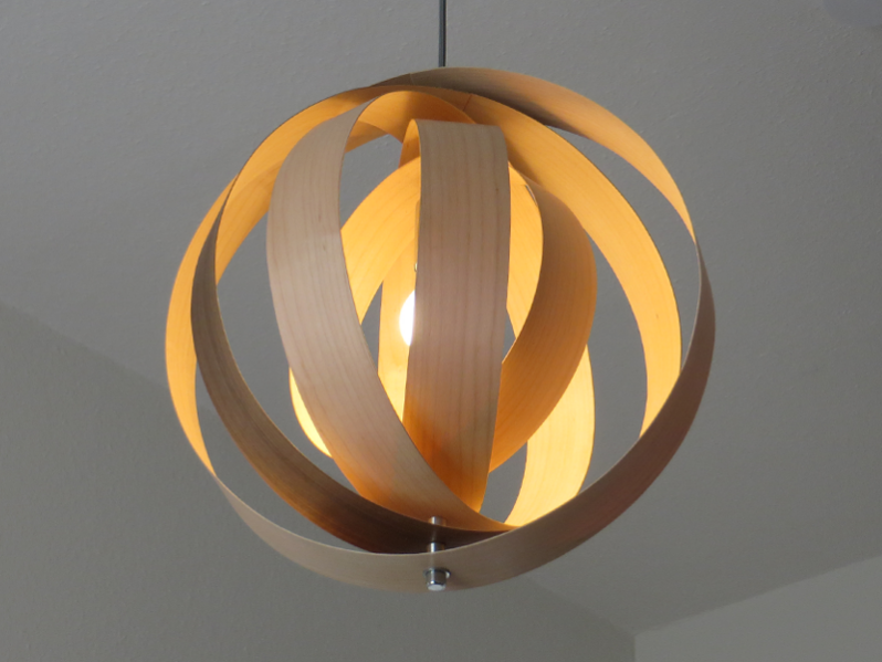 Handmade Pendelleuchte "Orbit" Lampenschirm Ø ca. 42 cm, Holz | mit Aufhängung